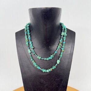Vintage Carolyn Pollack Relios Turquoise & Sterling Bead Spacer Necklace 36”